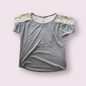 Gray Lace Shoulders Top